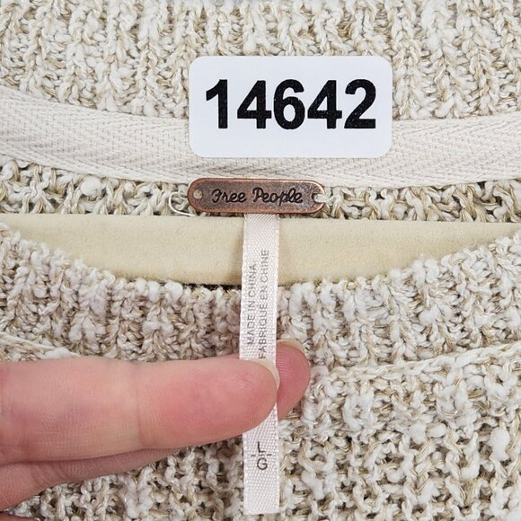 Free People Sweater Womens Large Cream Electric City Linen Blend Pullover Casual - Picture 7 of 12